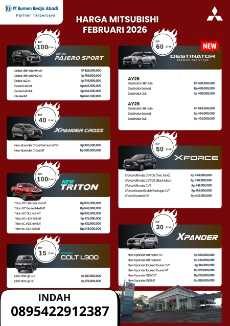 Pricelist Febuari - Promo Mitsubishi Kudus